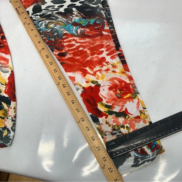 Kiss & Fly Strapless Jumpsuit Large Stretch Knit Colorful Mix Print Cinch Waist - Picture 10 of 12